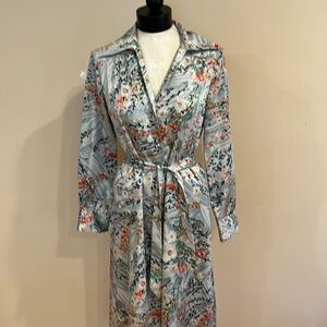 Vintage 1970’s Lanvin Gray Floral Dress Sz M/L